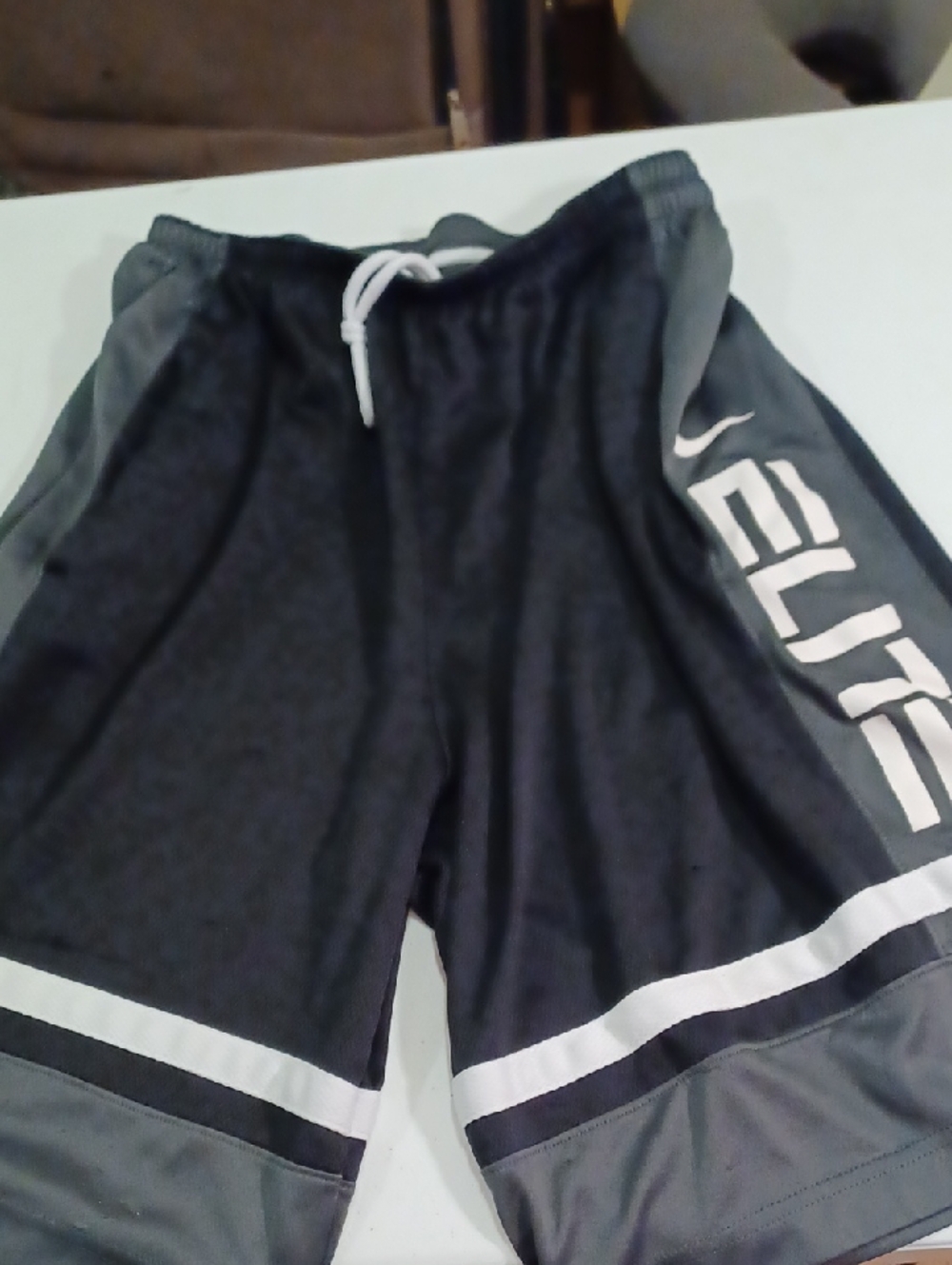 Nike Men's Gray & White Elite Athletic Shorts